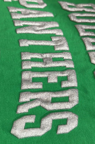 PANTHERS - Silver GLITTER Puff - Screen Printed Graphic Tee
