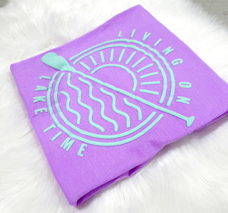 Living On Lake Time - Mint PUFF Ink - Screen Printed Graphic Tee