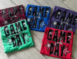 Game Day with Patterned STARS - Screen Printed Graphic Tee