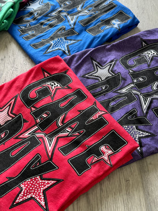 Game Day with Patterned STARS - Screen Printed Graphic Tee