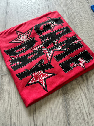 Game Day with Patterned STARS - Screen Printed Graphic Tee