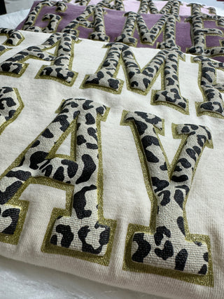 GAME DAY - Leopard PUFF Plus GLITTER - Screen Printed Graphic Tee