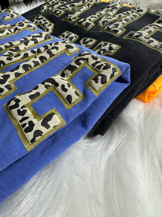 GAME DAY - Leopard PUFF Plus GLITTER - Screen Printed Graphic Tee