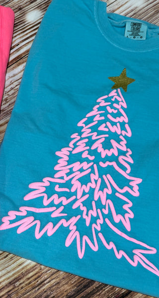 Christmas Tree - Puff and Glitter Ink - Screenprinted Graphic Tee or Sweatshirt