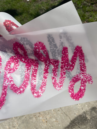 MERRY - Pink Faux Tinsel - DTF Transfer
