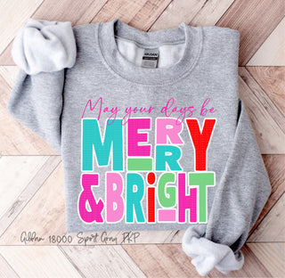 Pre-Order Closes 11/9/25 - MERRY and BRIGHT - Multicolor Print - Sweatshirt - Screenprinted