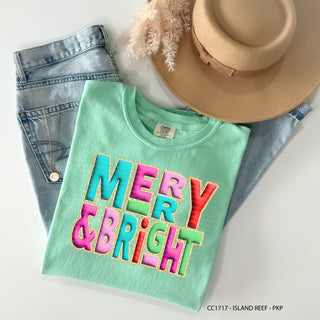 merry and bright faux puff digital design png file diy print press christmas 2025 cute colorful