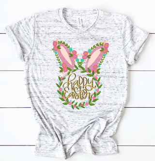 Happy Easter Floral Bunny ears and frame - SUBLIMATION TRANSFER