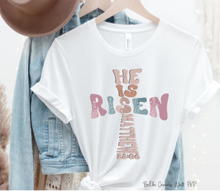 trending  Trendy Boho  trendy  popular  neutrals  feminine  boho  spring  Screen Printed Design  Screen Printed  Screen Print Transfer  Screen Print Design  sayings  saying  religious  religion  ready to press  phrases  phrase  peachy keen prints  he is risen  happy easter  Faith  easter  cute  Cross  colorful  christianity  christian faith  Christian