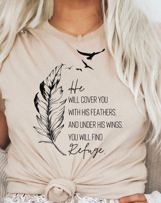 under his wings you will find refuge  he will cover you with his feathers  trending  simplistic  simple  Screen Printed Transfer  Screen Printed Design  Screen Printed  Screen Print Transfer  Sayings  Saying  religious  ready to press  powerful  popular  Phrases  Phrase  peachy keen prints  motivational  inspiriational  inspire  faith screen print transfer  Faith Screen Print Design  faith  cute  christian faith  christian  black ink