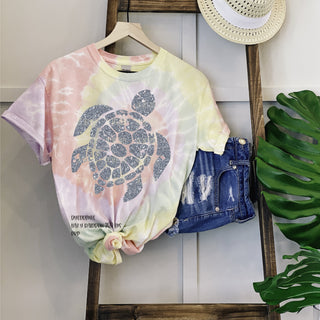 Sea Turtle - Distressed - Metallic Silver