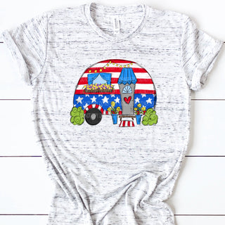 Patriotic Camper - Red White Blue USA Hand Drawn - SUBLIMATION TRANSFER