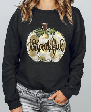 Thankful Pumpkin Gold Dotted - Rustic - DTF Transfer