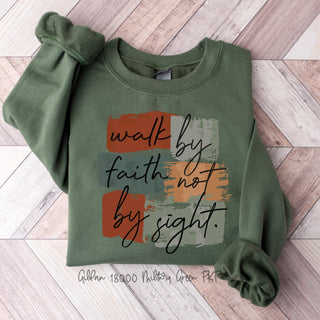 earth tones  brush strokes  walk by faith not by sight  trendy  trending  Screen Printed Transfer  Screen Printed Design  Screen Printed  Screen Print Transfer  Screen Print Design  Sayings  Saying  ready to press  Phrases  Phrase  peachy keen prints  high heat  grounded in faith  Faith Screen Print Design  faith  cute  colorful  christian faith  Bible Verse